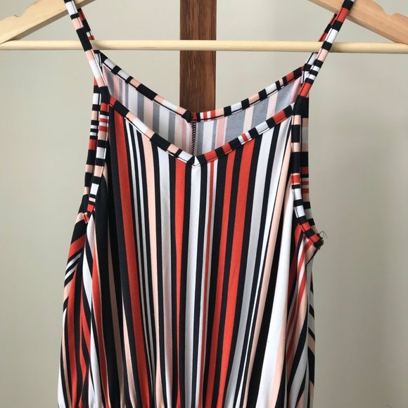 Rebel Sugar Girl's Striped Maxi Dress, sleeveless, Orange, black, white - Picture 5 of 10